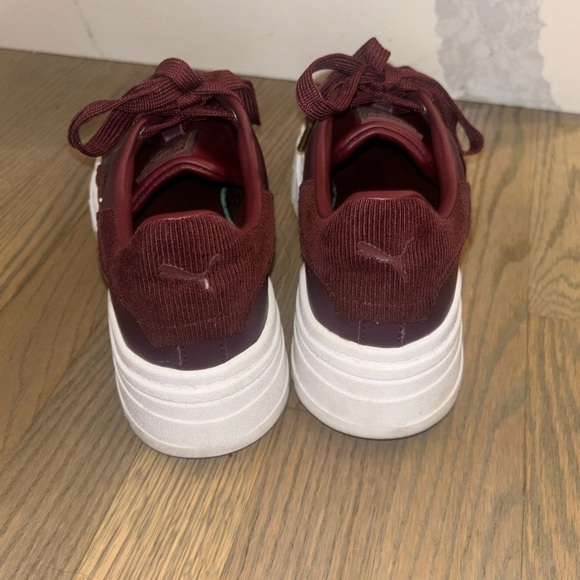 Puma Burgundy Red Mayze Stack Edgy Cord Platform Sneakers women’s size 8 - Picture 5 of 13